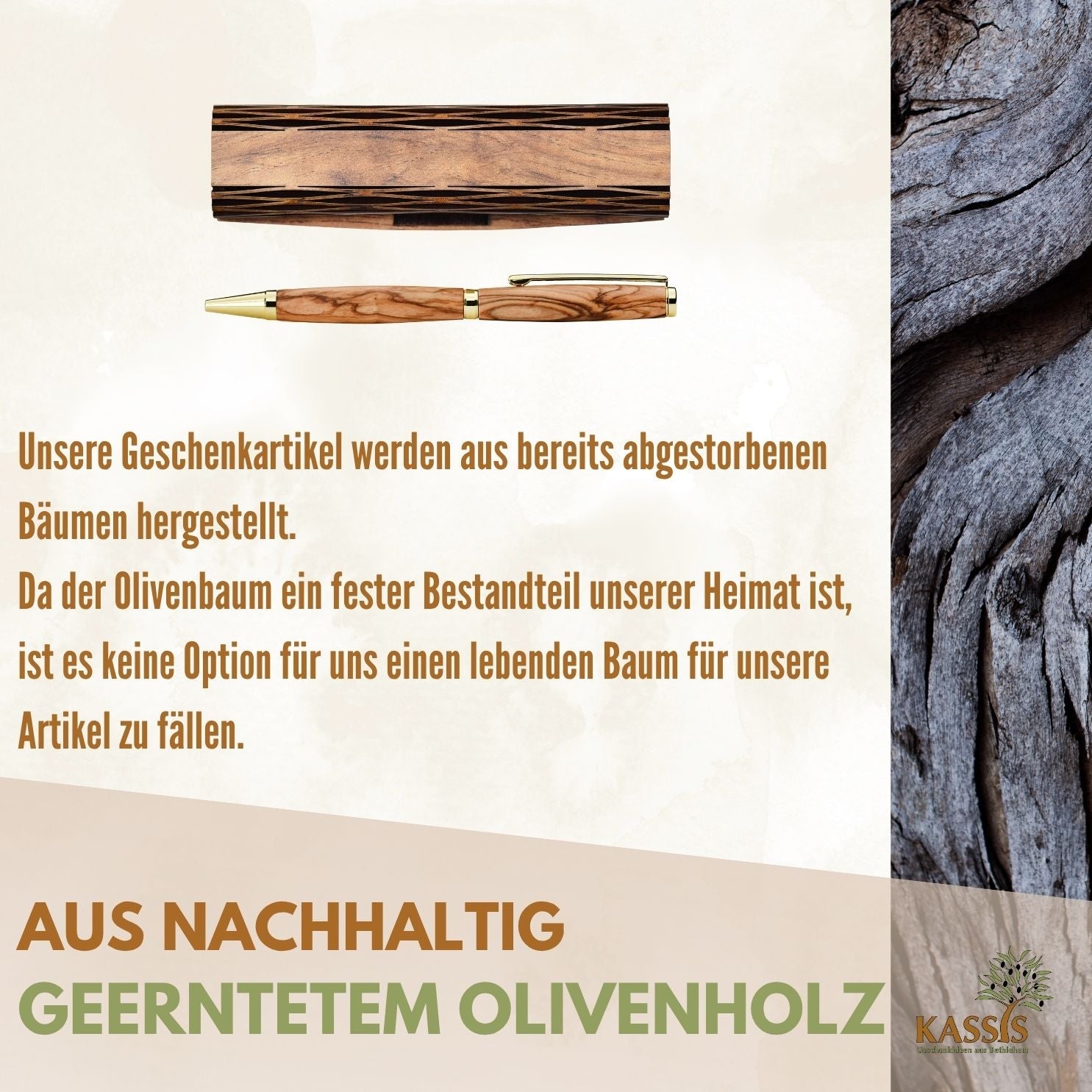 Kugelschreiber aus Olivenholz in Holzschachtel mit Gravur „Herzlichen Glückwunsch“ | Edles Geschenk für Geburtstag, Abschluss & Jubiläum