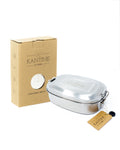 Edelstahl-Brotbox mit Deckel und Trennwand, drei Fächer