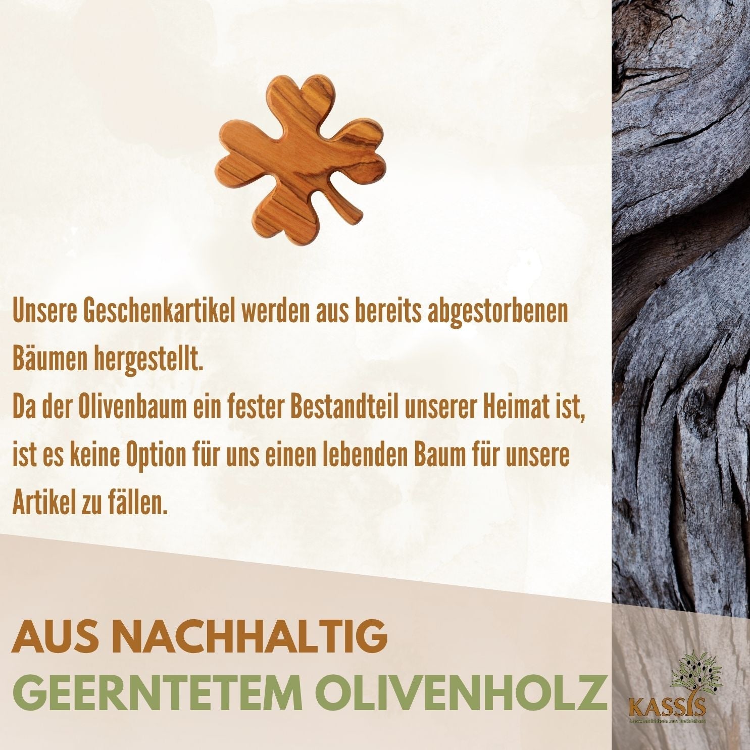 Kleeblatt Handschmeichler aus Olivenholz | Glücksbringer als Geschenk für Geburtstag, Prüfung & Neuanfang