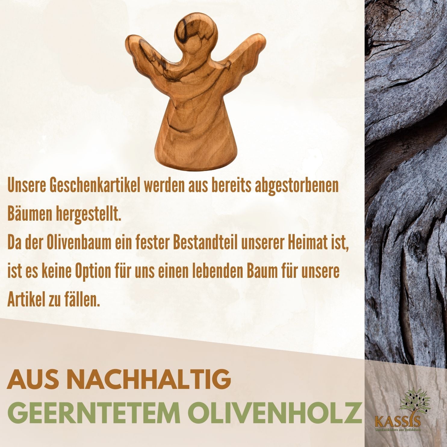 Handschmeichler Schutzengel aus Olivenholz mit Spruch „Du schaffst das“ | Mutmacher Geschenk, Glücksbringer Prüfung, Neustart