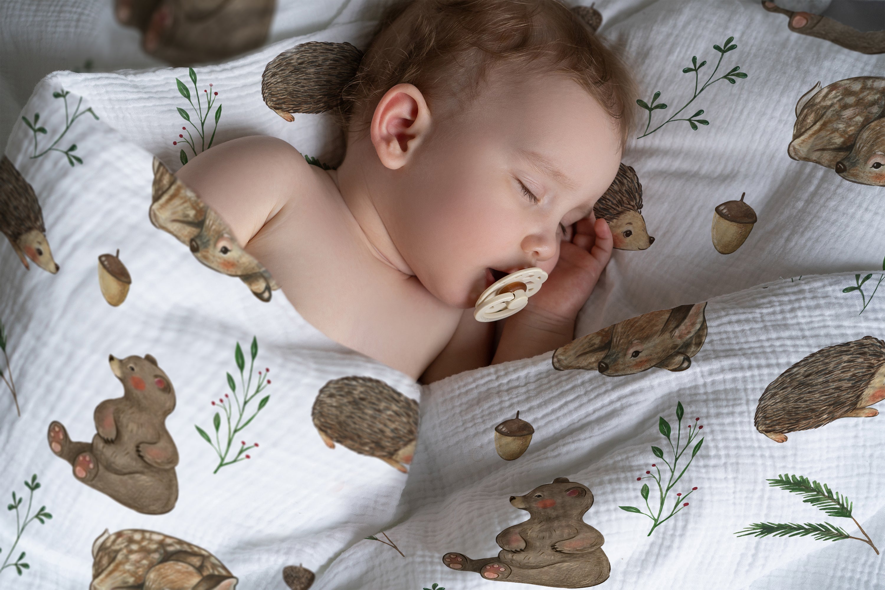 “Bär, Igel, Reh” Premium Kinderbettwäsche
