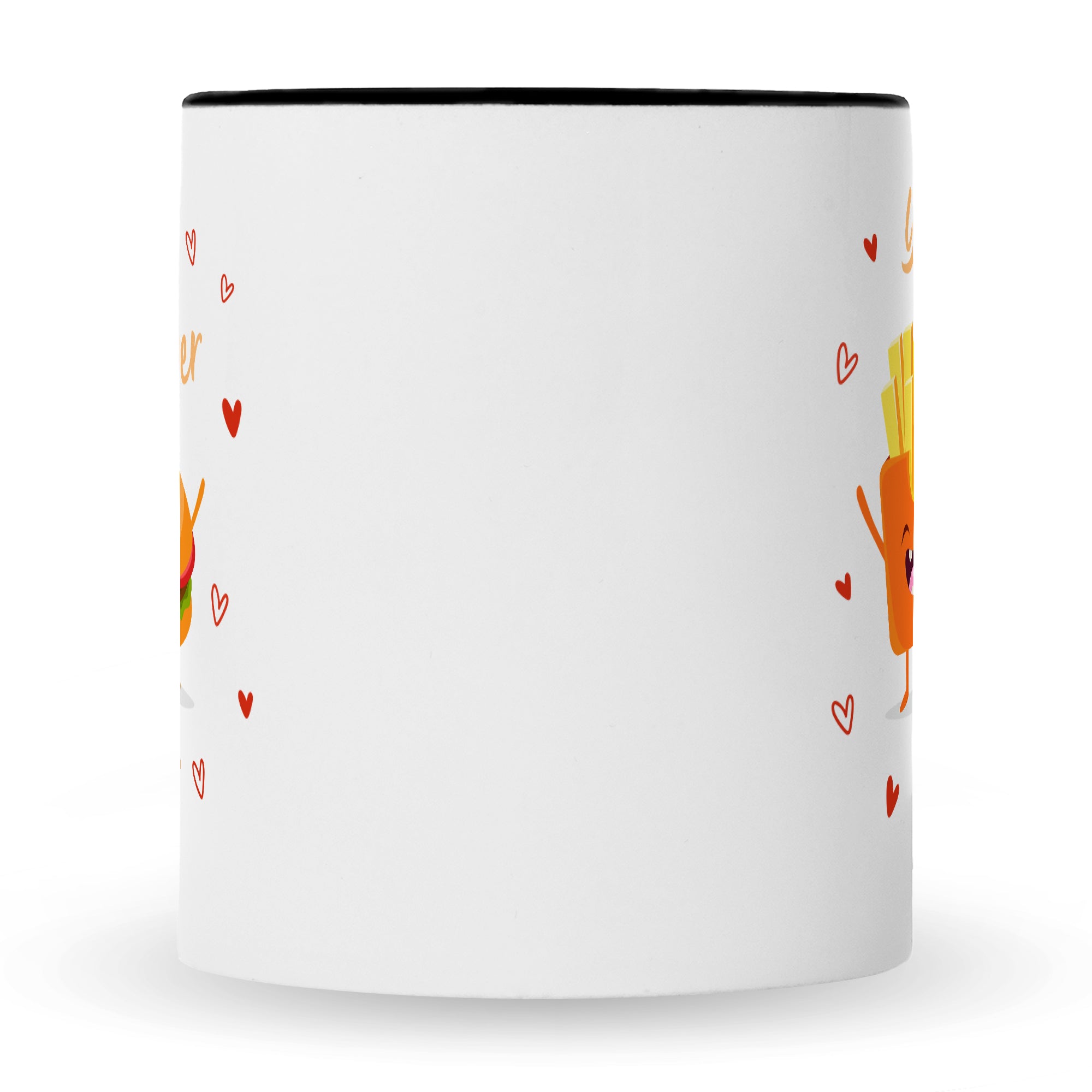 Bedruckte Tasse mit Spruch Burger to my fries