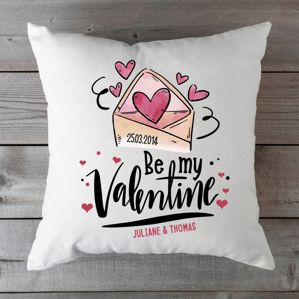 Bedrucktes Kissen mit Motiv Be my Valentine