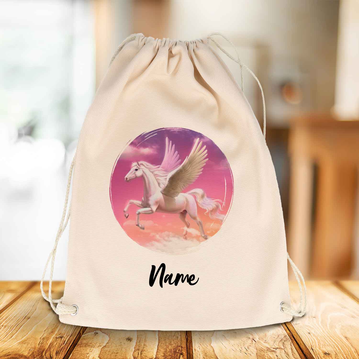 Bedruckter Turnbeutel für Kinder im Pegasus Design