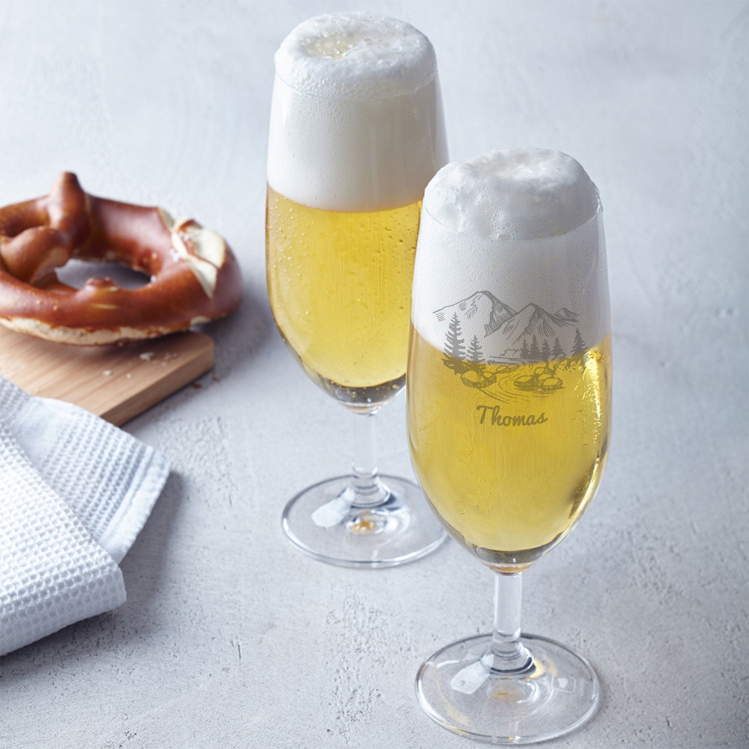 Leonardo Bierglas mit Gravur "Mountain" mit Namen