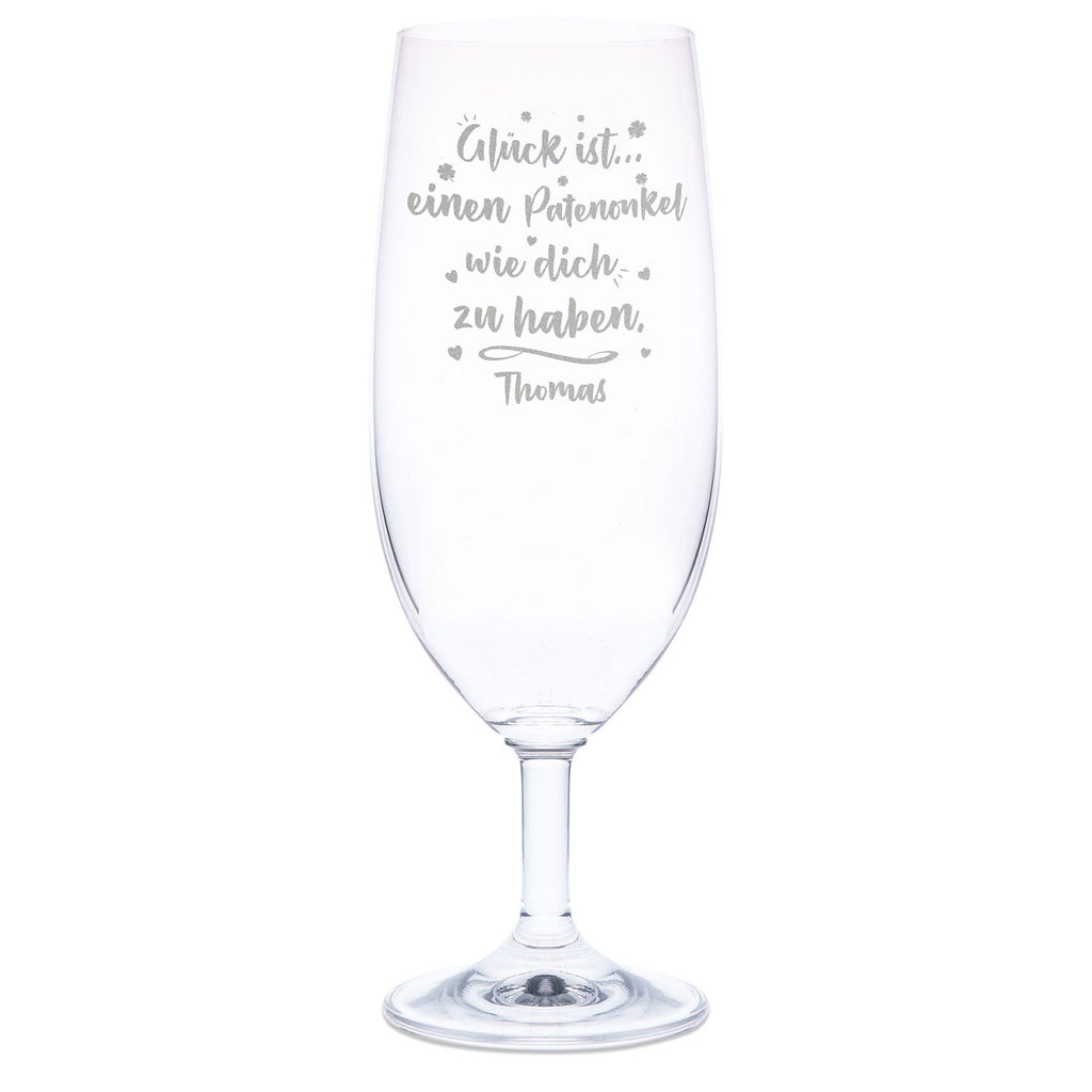 Leonardo Bierglas mit Gravur "Glück ist einen Patenonkel" mit Name
