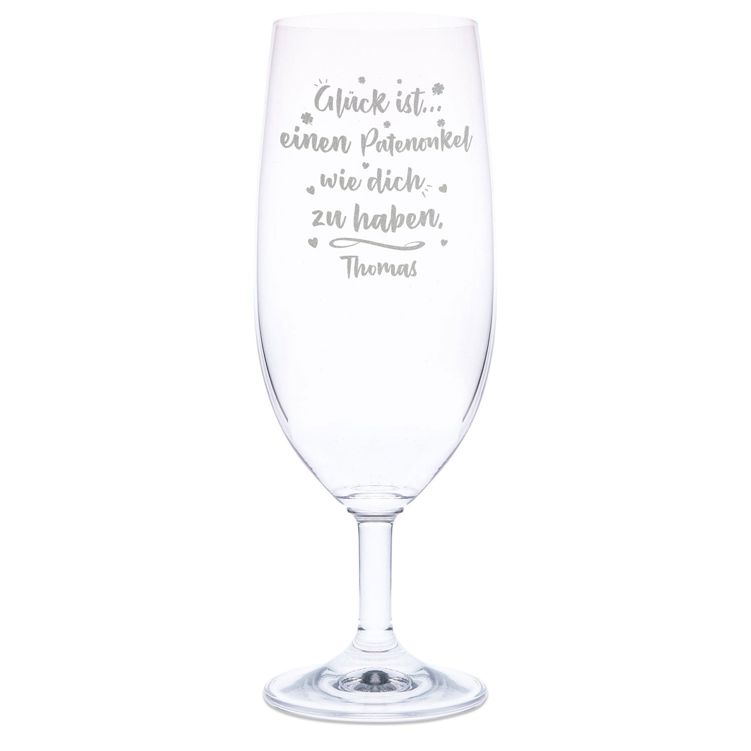 Leonardo Bierglas mit Gravur "Glück ist einen Patenonkel" mit Name