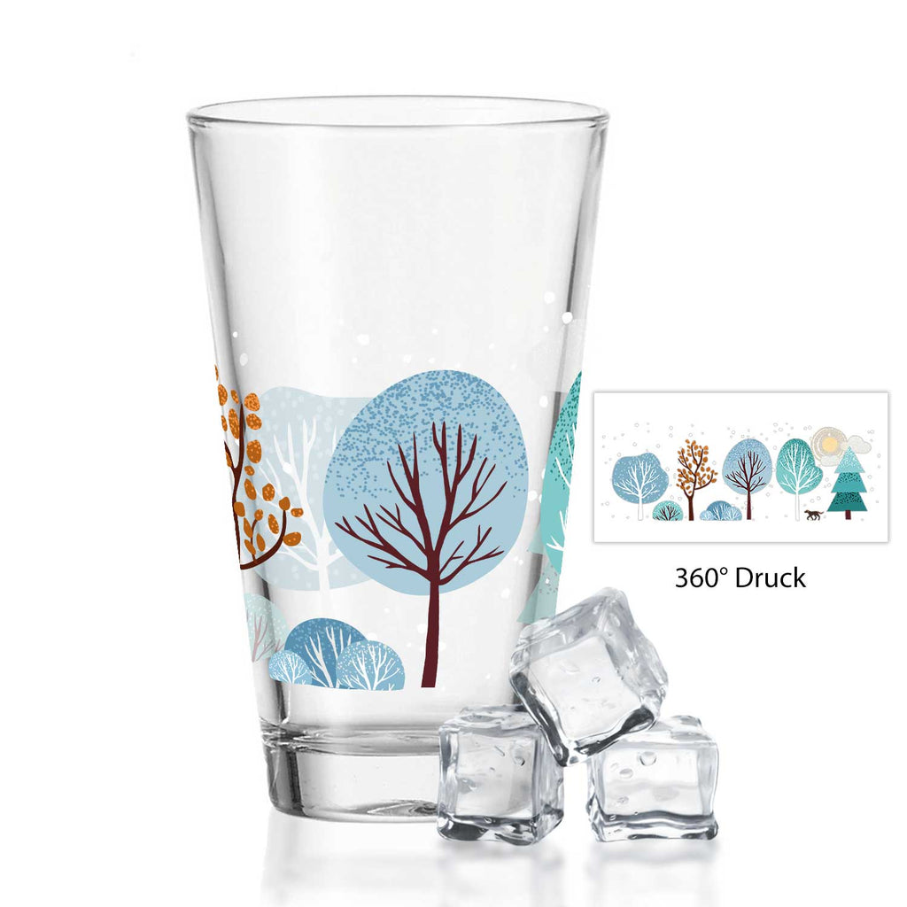 Leonardo Wasserglas mit UV-Druck - Winterbäume Motiv - zu Weihnachten