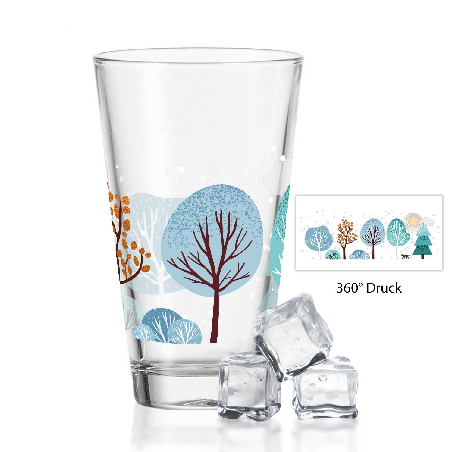 Leonardo Wasserglas mit UV-Druck - Winterbäume Motiv - zu Weihnachten