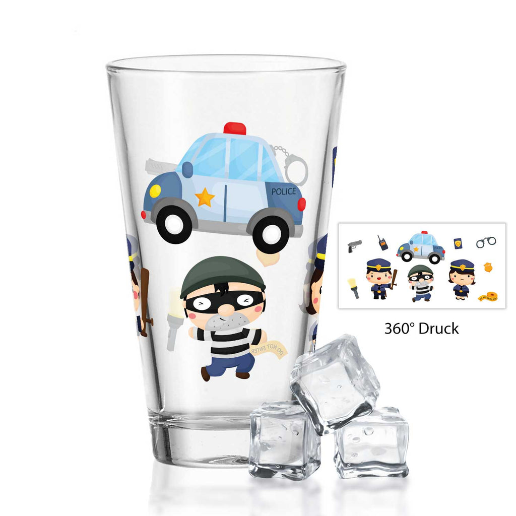 Leonardo Wasserglas mit UV-Druck "Polizei" - Für Kinder im 360° Design