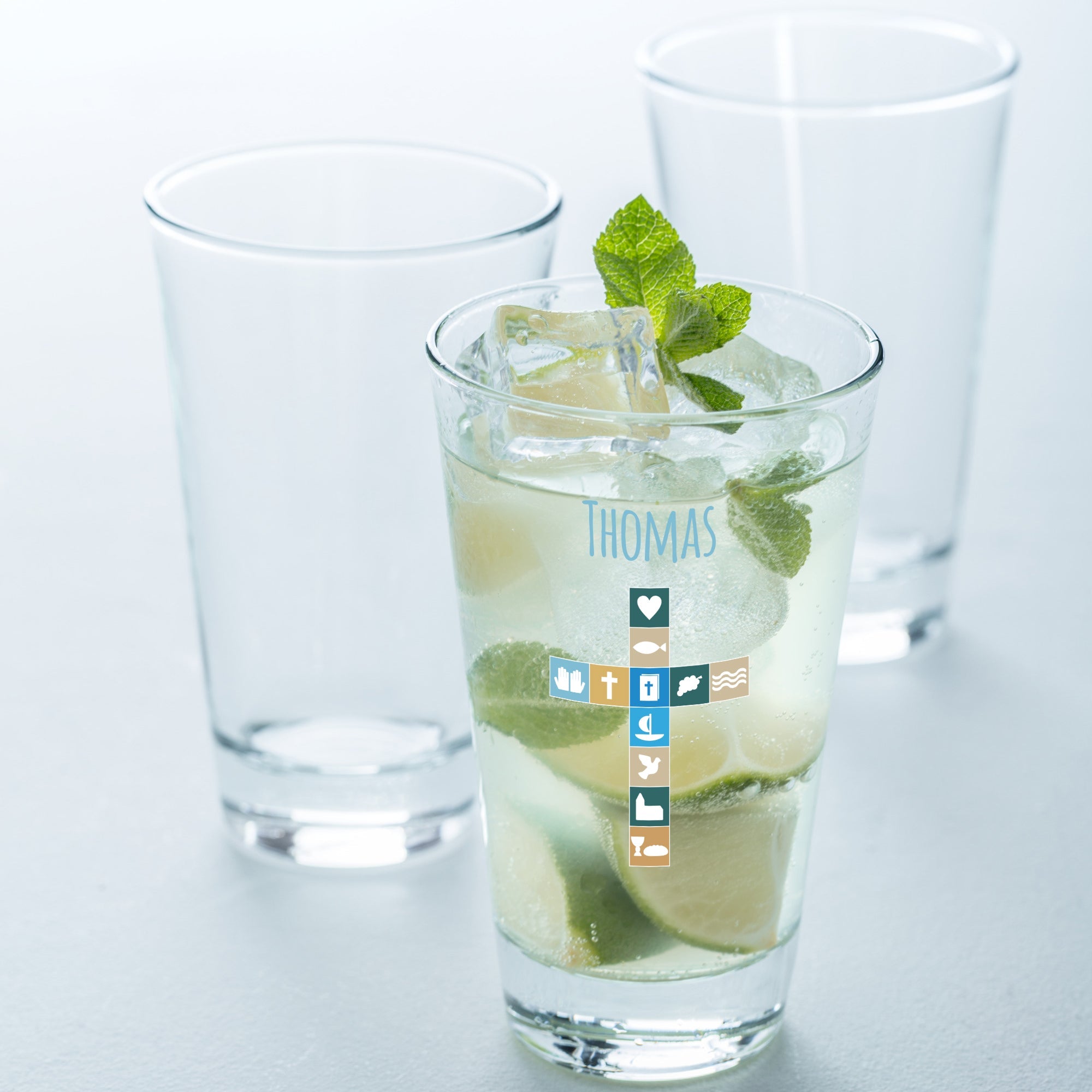 Leonardo Wasserglas mit UV-Druck "Kommunion" mit Wunschname - Zur Kommunion