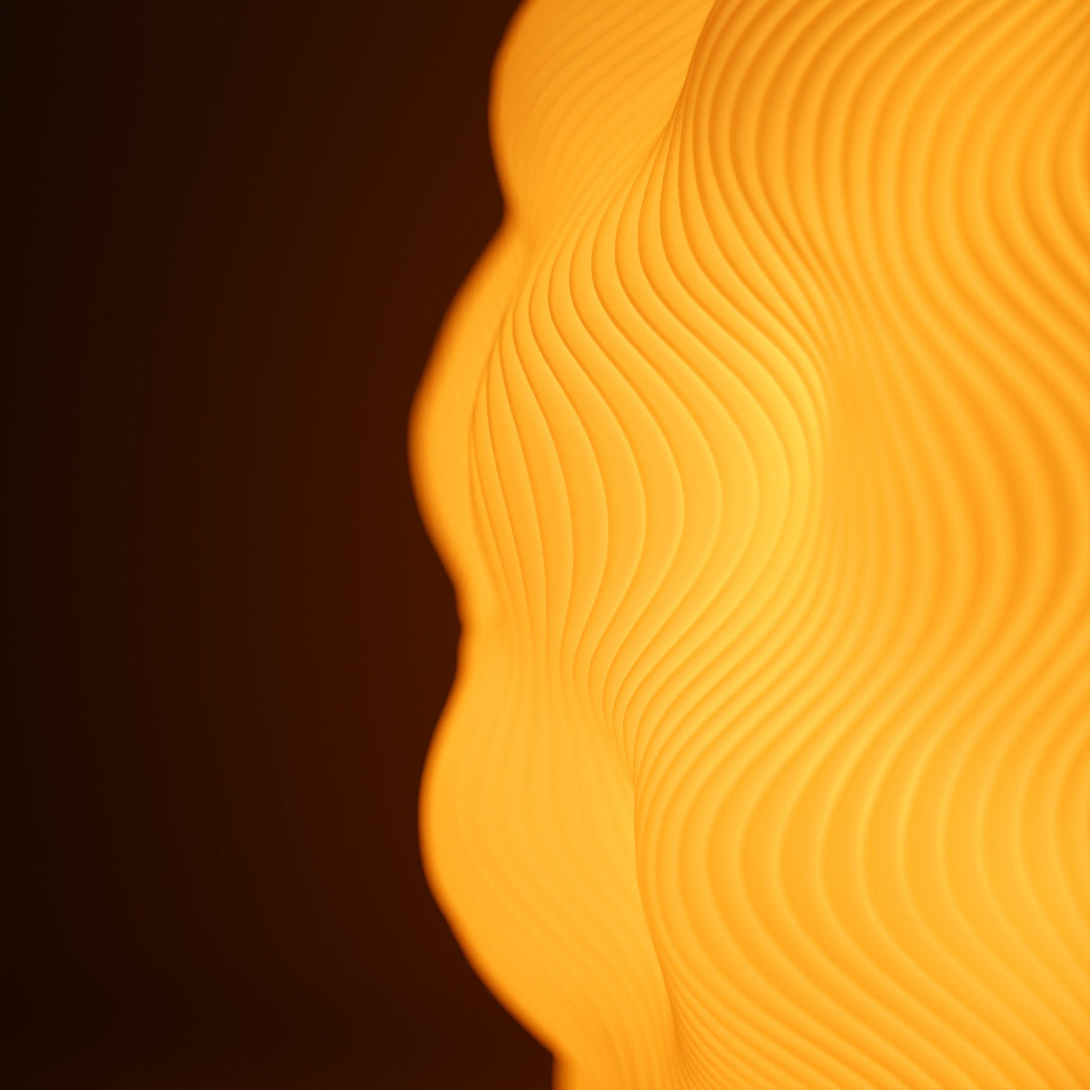 Numo 3D-Lampenschirm in Orange, warm leuchtendes Wellenmuster