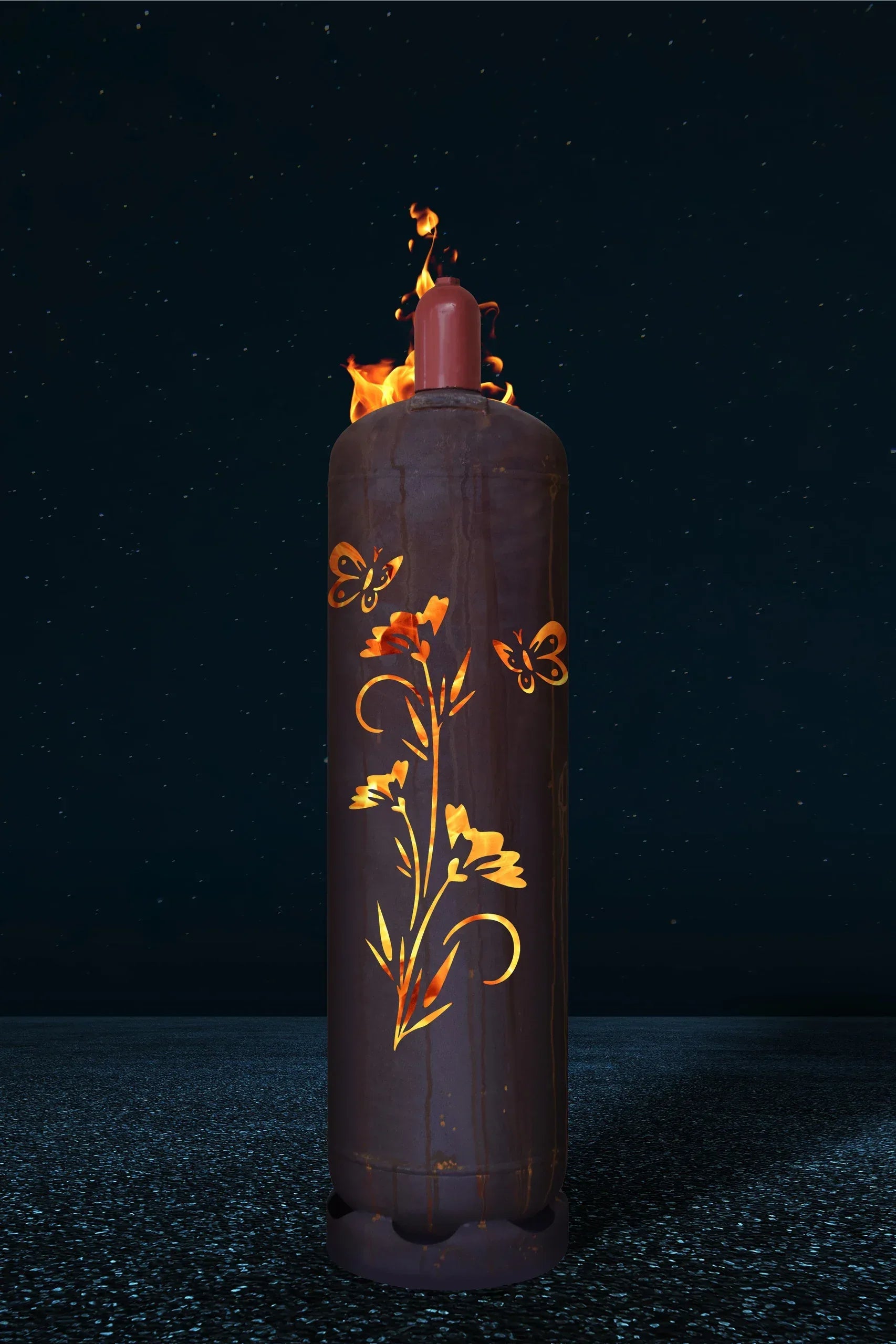 Feuertonne Blume mit Schmetterling - feuertonnen.org