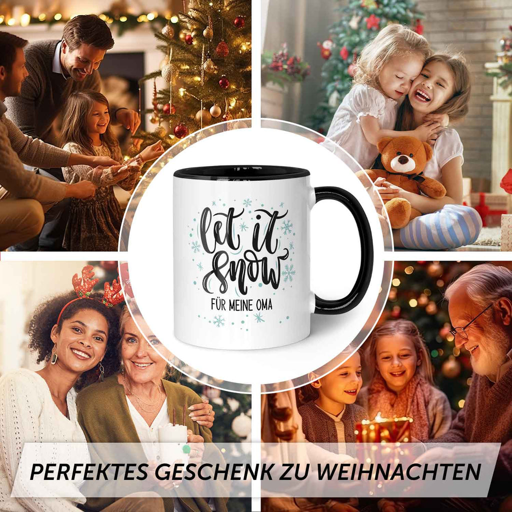 Bedruckte Tasse mit Weihnachtsmotiv im Let it Snow Design