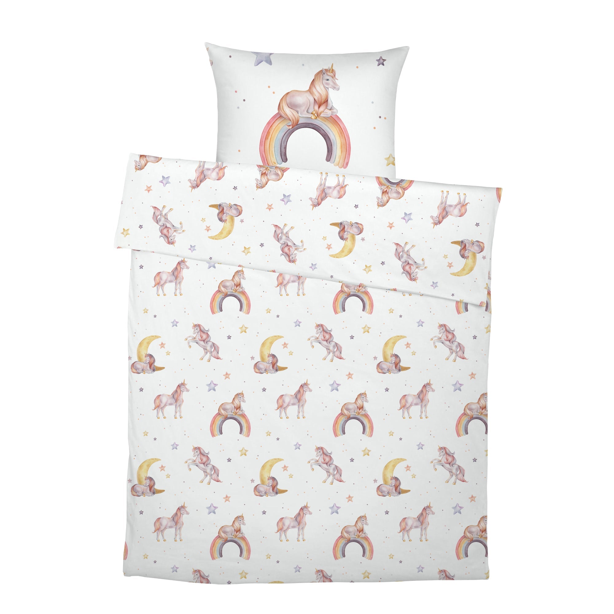 "Regenbogen Einhorn" Premium Kinderbettwäsche