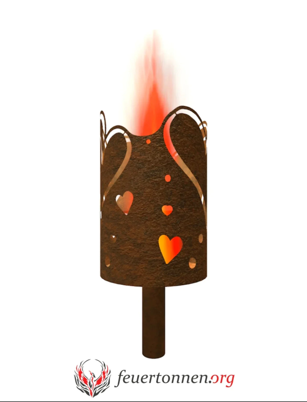 Gartenfackel mit Herzen - feuertonnen.org