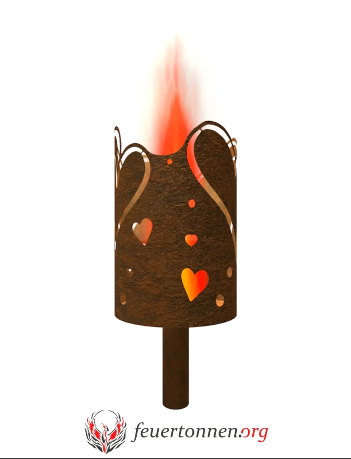 Gartenfackel mit Herzen - feuertonnen.org