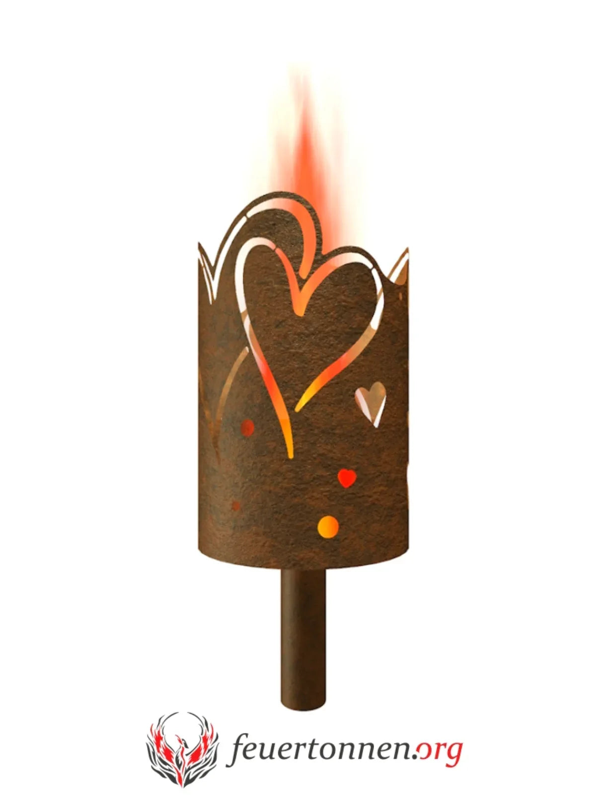 Gartenfackel mit Herzen - feuertonnen.org