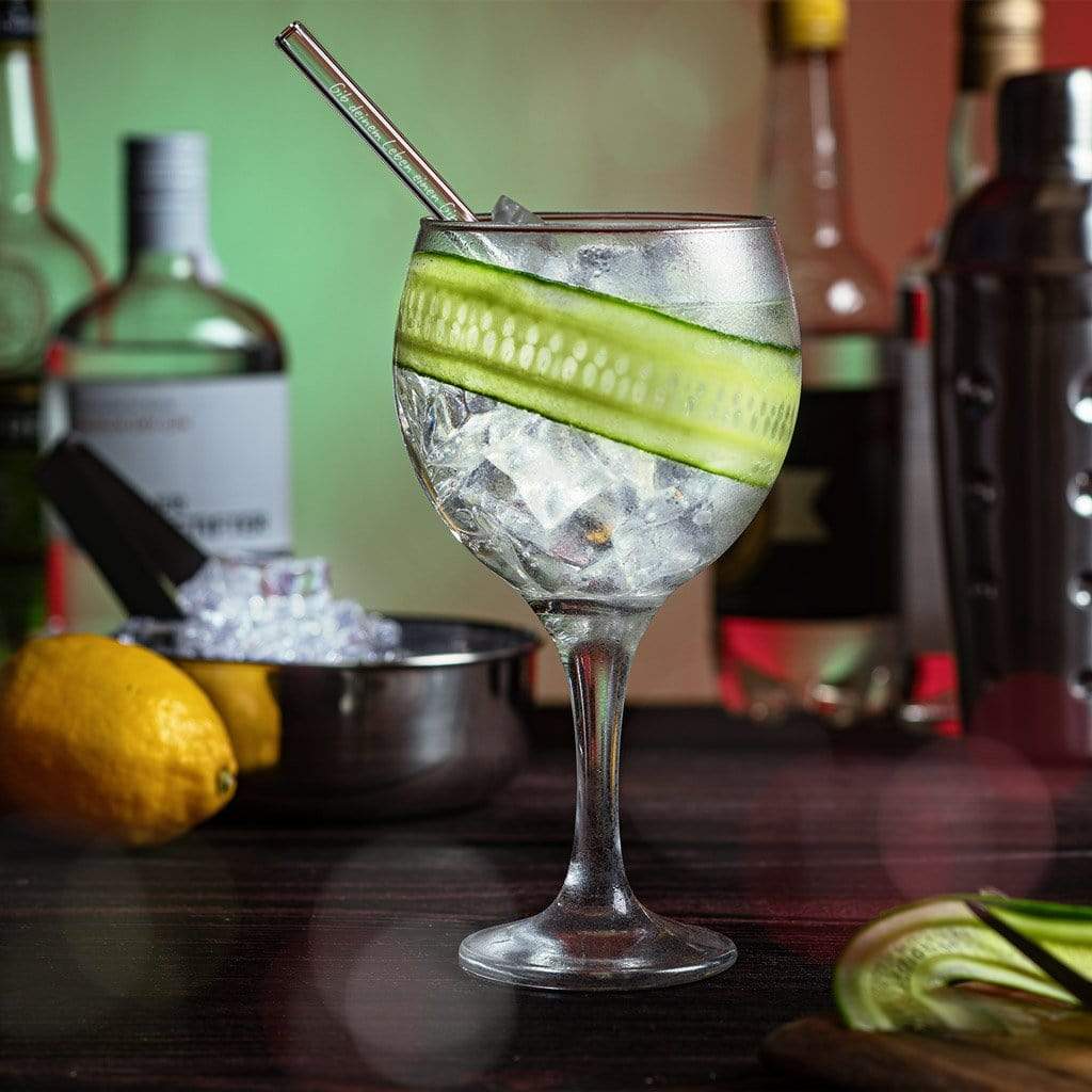 Gin Edition 6x Glasstrohhalme mit gravierten Gin-Sprüchen in Deutsch 15cm, 20cm und 23cm