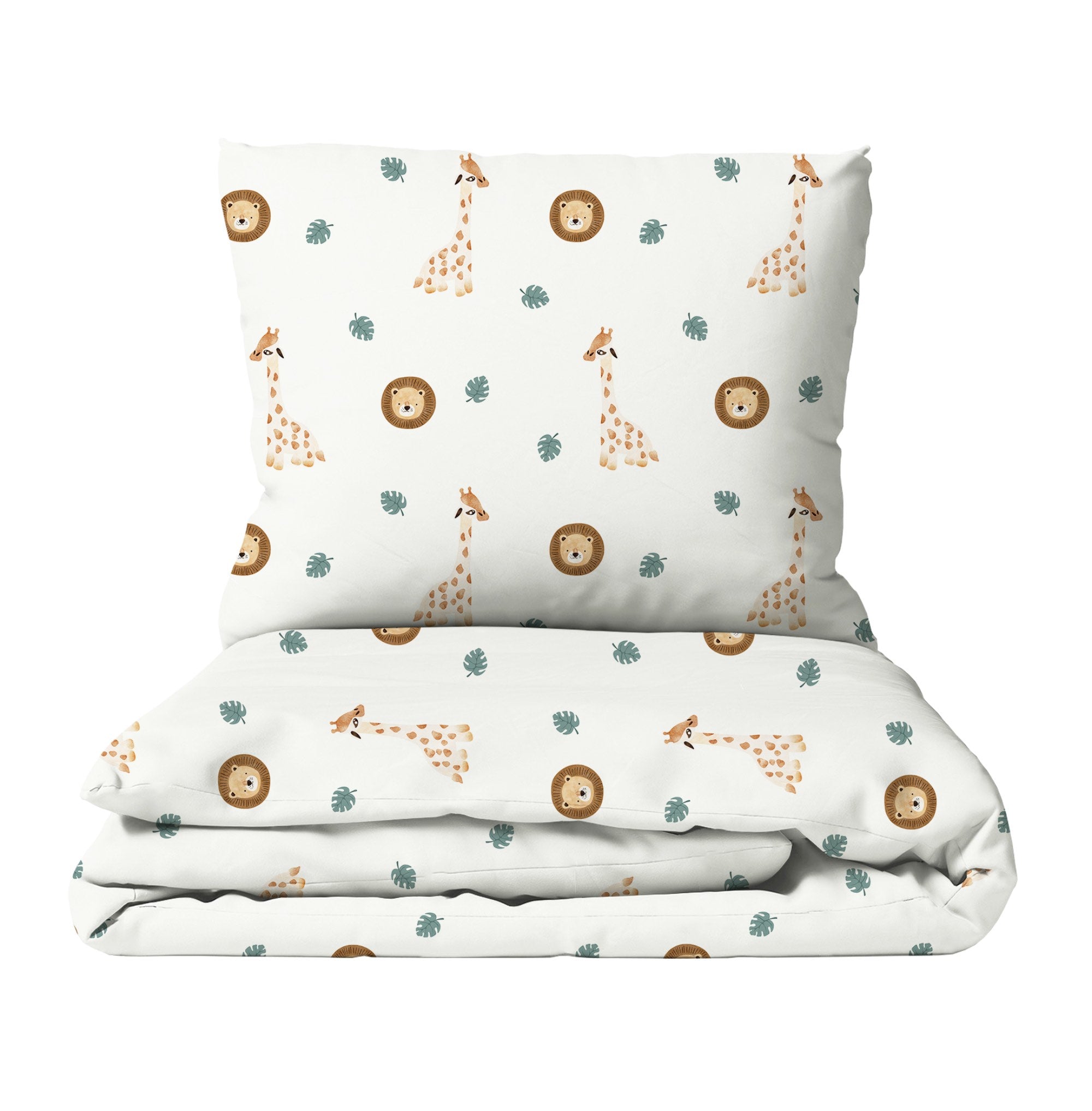 "Giraffe und Löwe" Premium Kinderbettwäsche