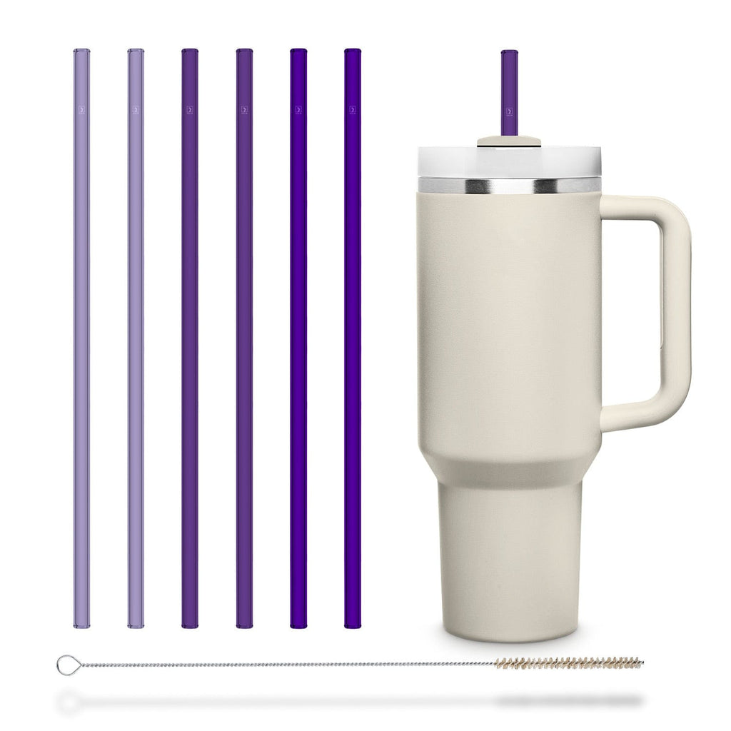 6x 30 cm Lila Stanley Glasstrohhalme für Stanley Cup Quencher & Flaschen 3 Farbtöne