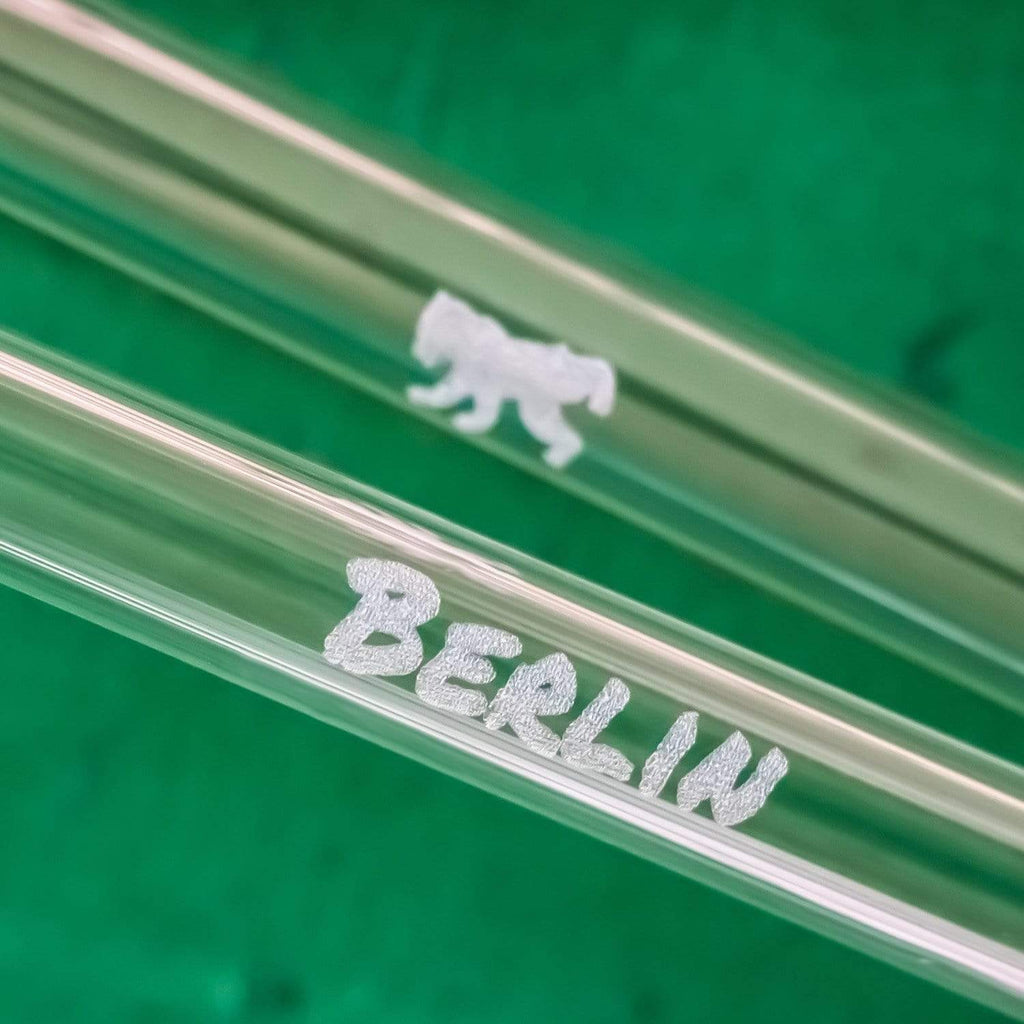 Berlin Edition 6x Glasstrohhalme mit gravierten Motiven - 15cm, 20cm, 23cm