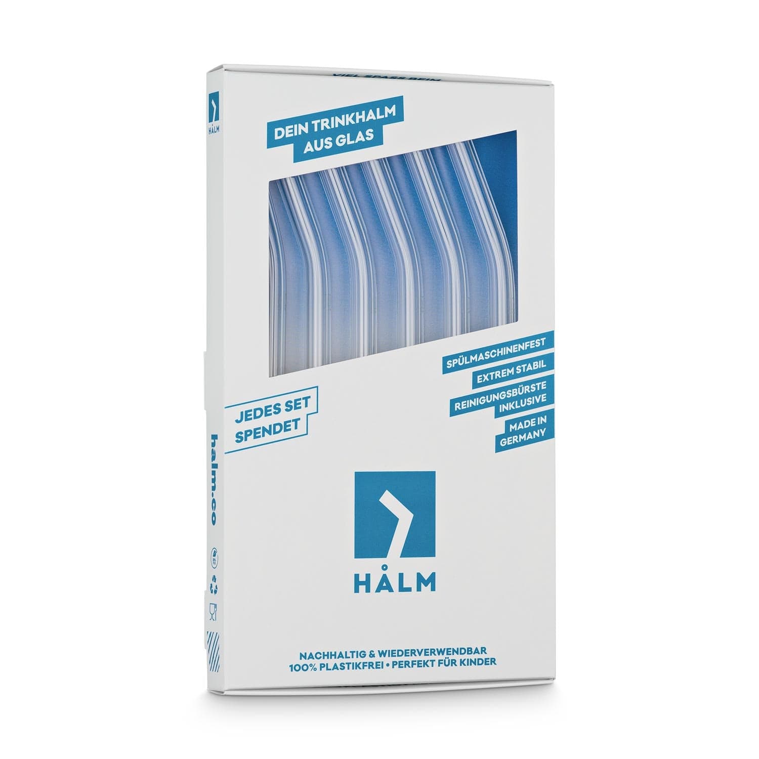 6x 20cm (Gebogen) Glasstrohhalme