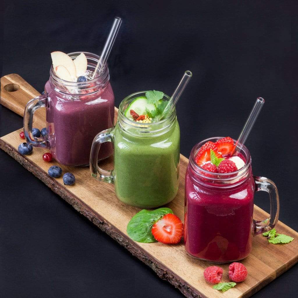 Rosa Glasstrohhalme 6x 20cm Gerade