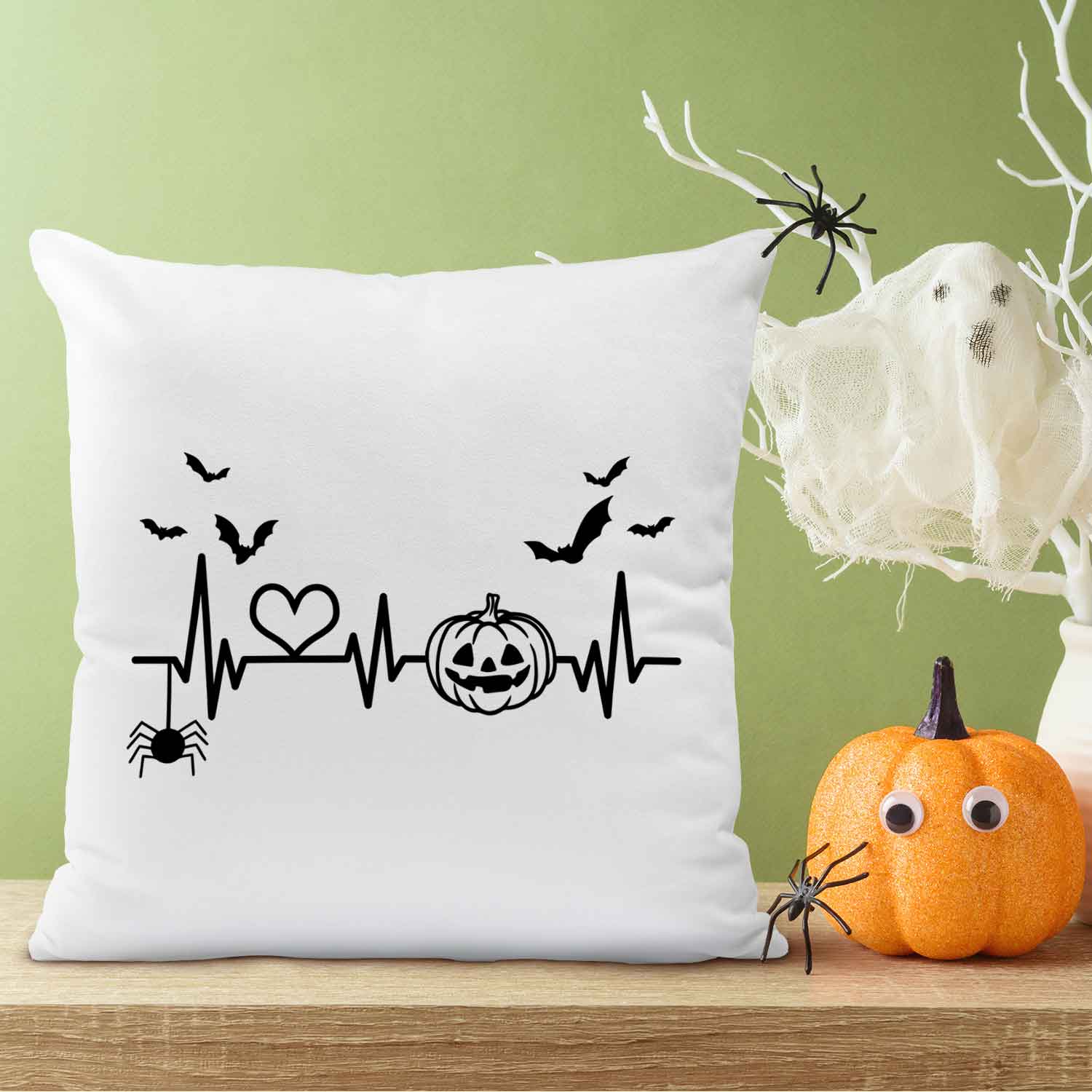 Bedrucktes Kissen mit Motiv Pumpkin Heartbeat