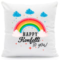 Bedrucktes Kissen mit Spruch Happy Konfetti to you!
