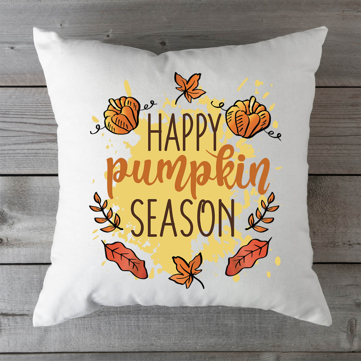 Bedrucktes Kissen mit Spruch Happy Pumpkin Season