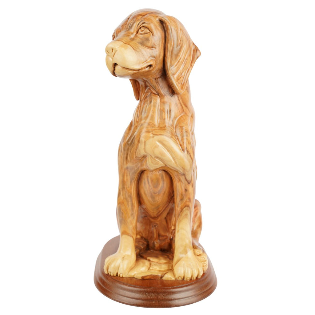 Handgeschnitzter Hund aus Olivenholz – Exklusive Holzskulptur aus Bethlehem (32 cm)