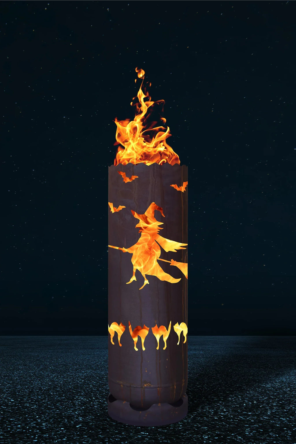 Feuertonne "Hexe mit Katzen" - feuertonnen.org