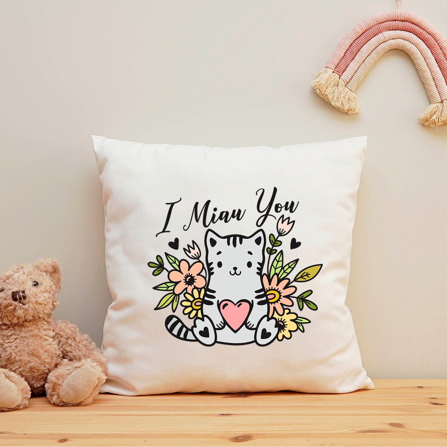 Bedrucktes Kissen mit Spruch I Miau You