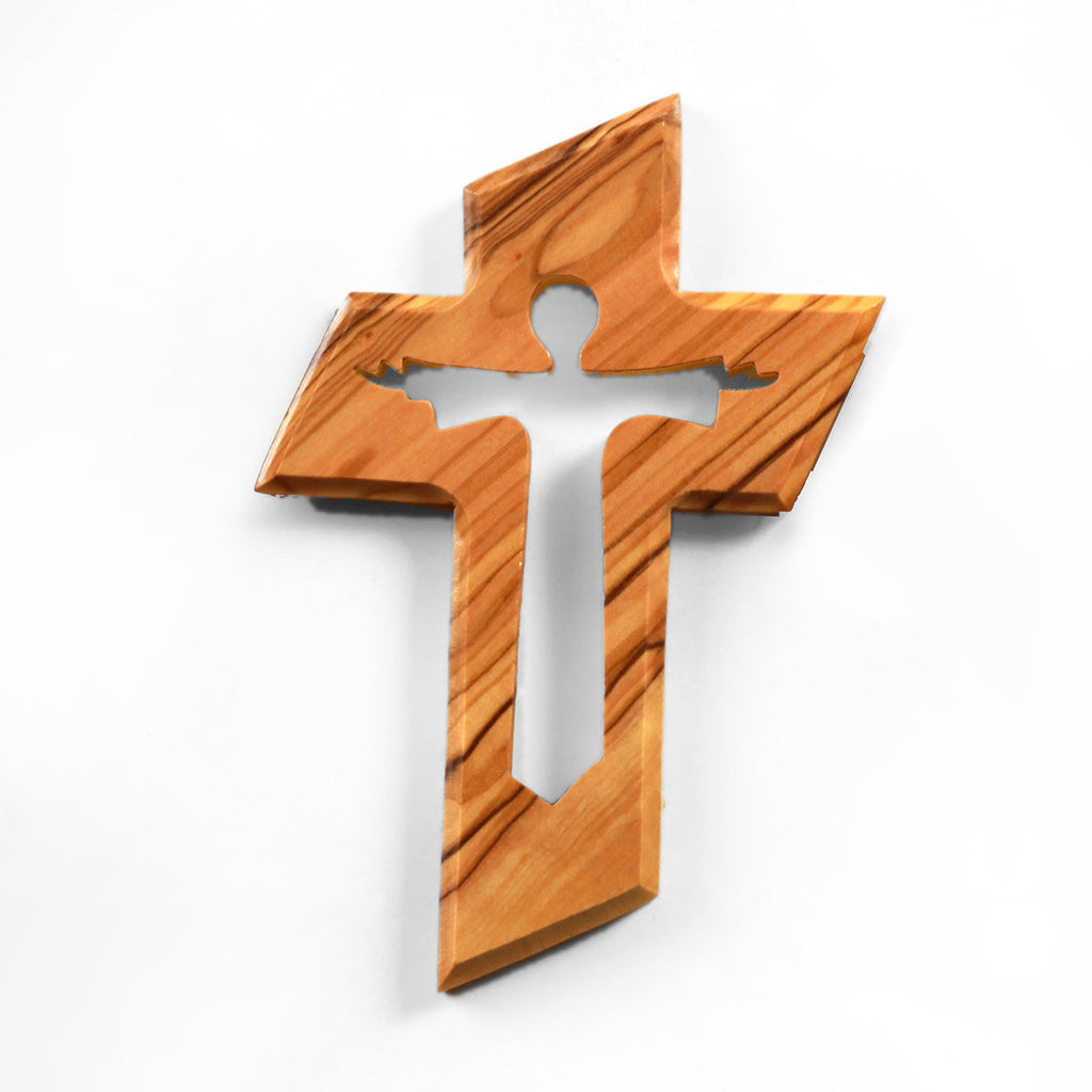 Olivenholz Kreuz mit auferstandenem Jesus (13 cm) | Wandkreuz als Geschenk zur Taufe, Kommunion & Firmung