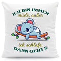 Bedrucktes Kissen mit Spruch Ich bin immer müde