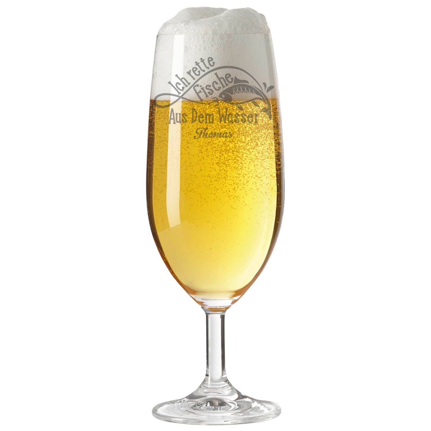 Leonardo Bierglas mit Gravur "Ich rette Fische aus dem Wasser" mit Namen
