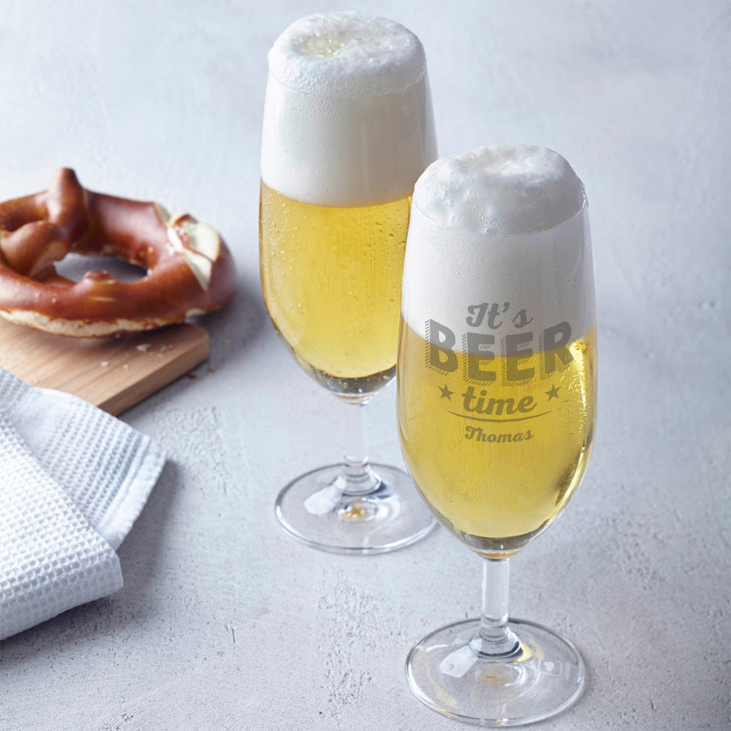 Leonardo Bierglas mit Gravur "It's Beer time" mit Name