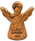 Handschmeichler Schutzengel aus Olivenholz mit Spruch „Du schaffst das“ | Mutmacher Geschenk, Glücksbringer Prüfung, Neustart