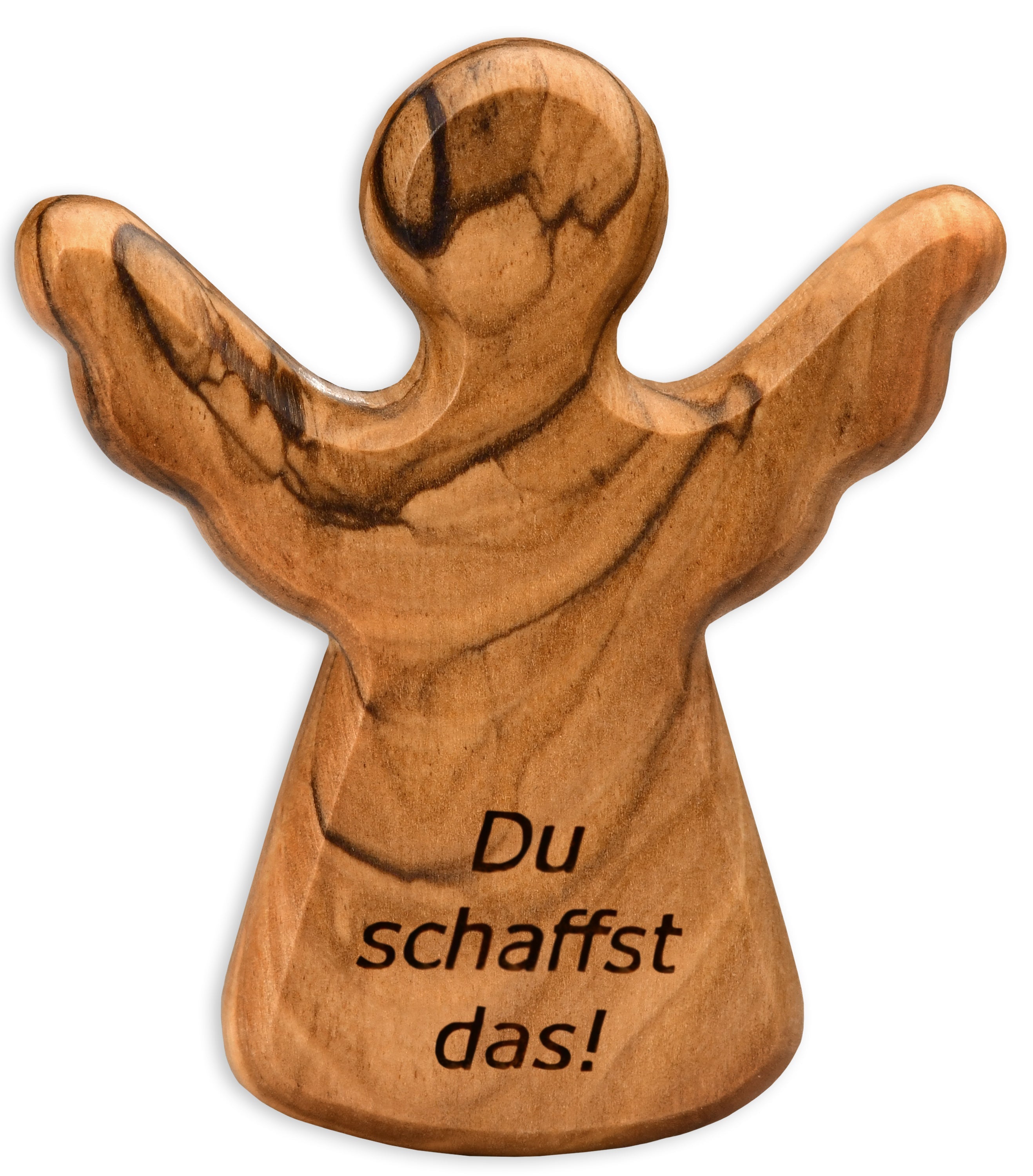 Handschmeichler Schutzengel aus Olivenholz mit Spruch „Du schaffst das“ | Mutmacher Geschenk, Glücksbringer Prüfung, Neustart