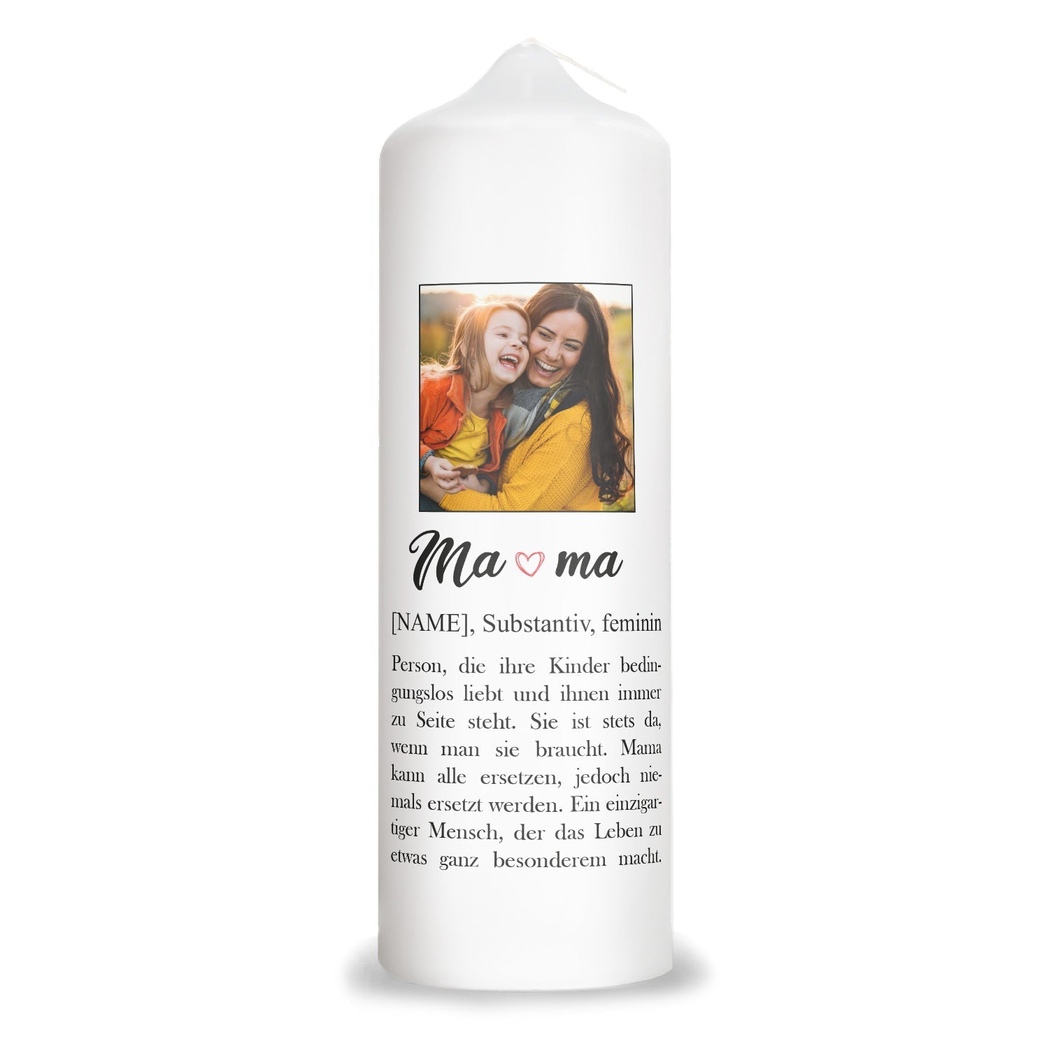 Bedruckte große Kerze mit Foto - Mama Definition