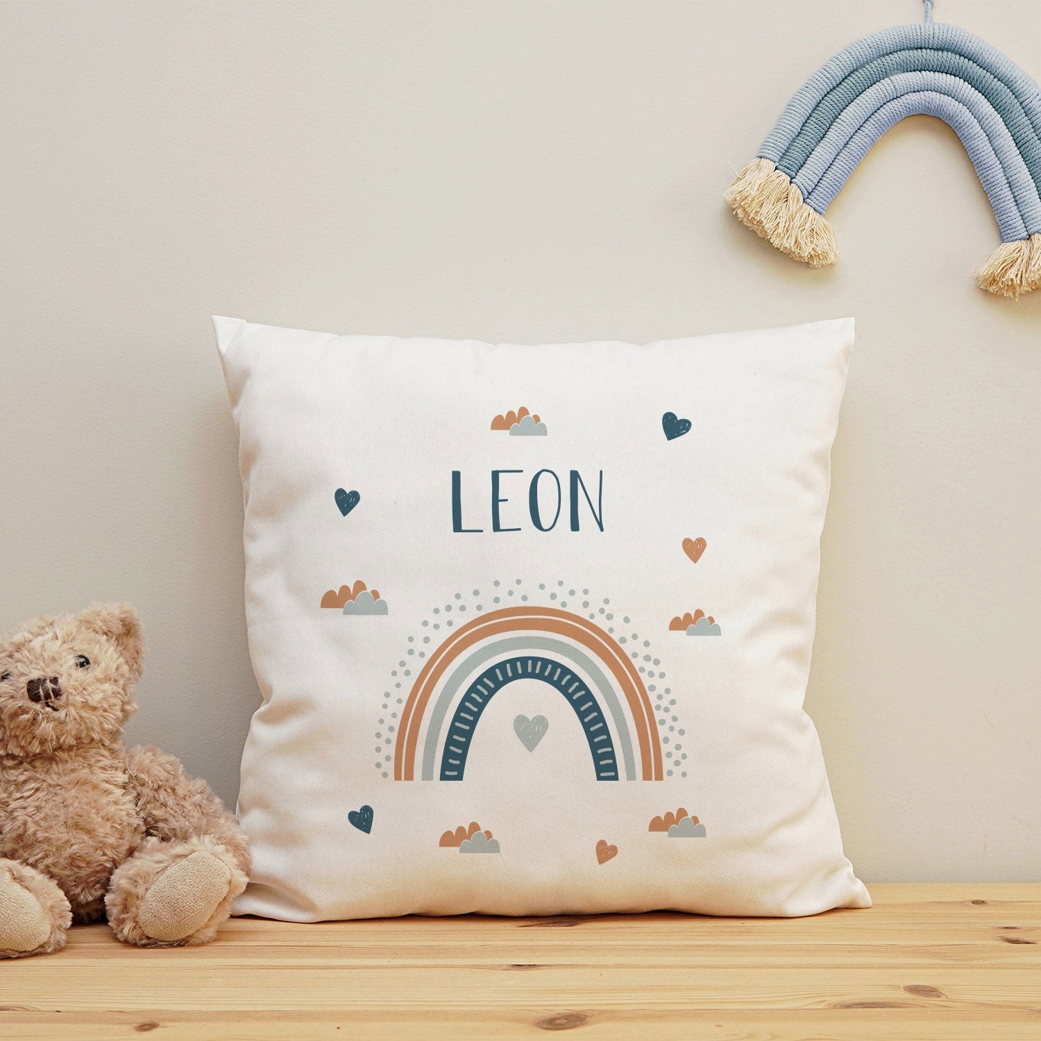 Bedrucktes Kissen mit Motiv "Regenbogen"