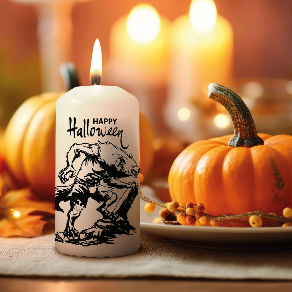 Kleine Kerze "Happy Halloween" mit Namen