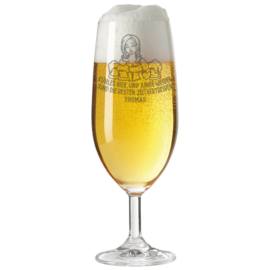 Leonardo Bierglas mit Gravur "Kühles Bier und junge Weiber" mit Namen