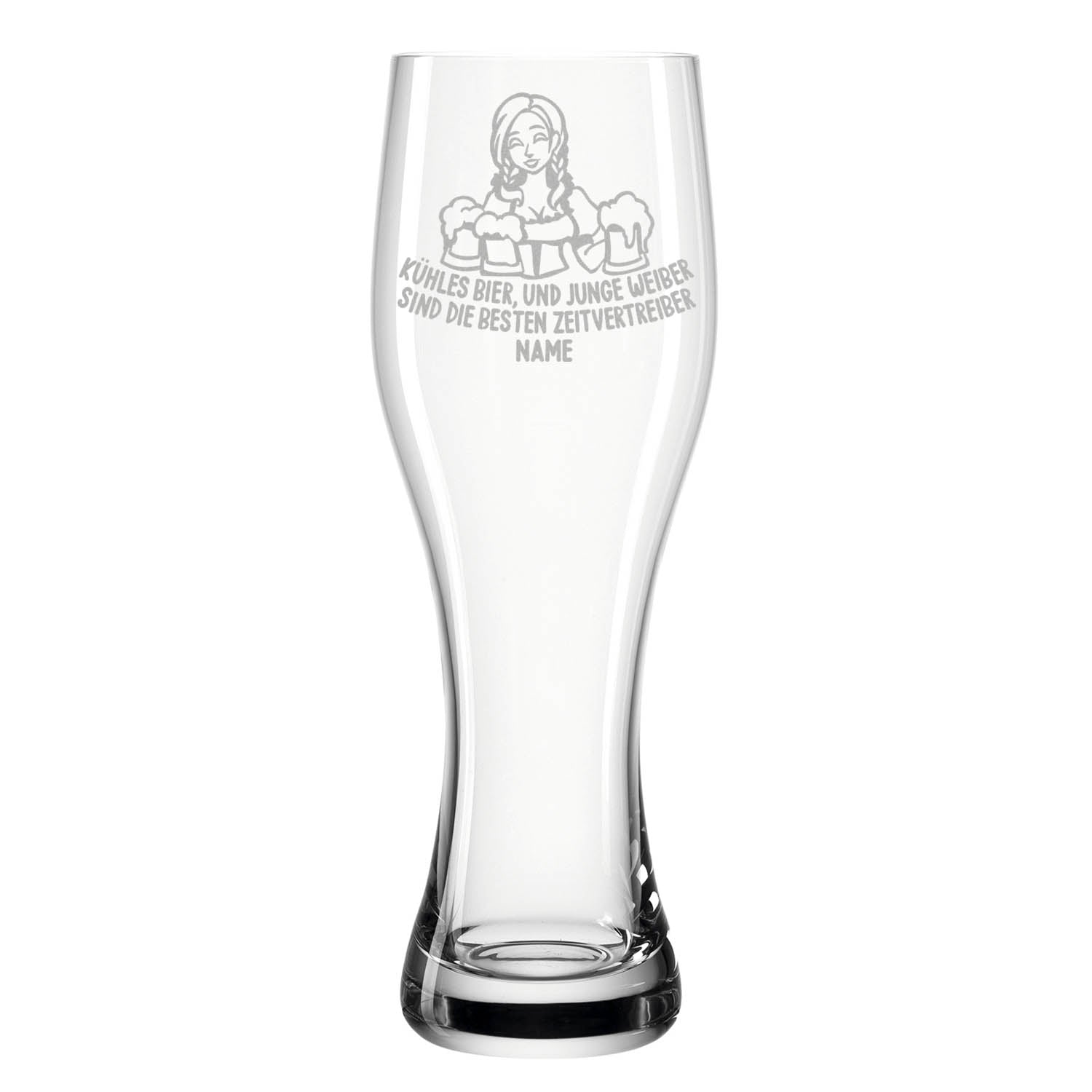 Leonardo Weizenglas "Kühles Bier und junge Weiber" mit Namen