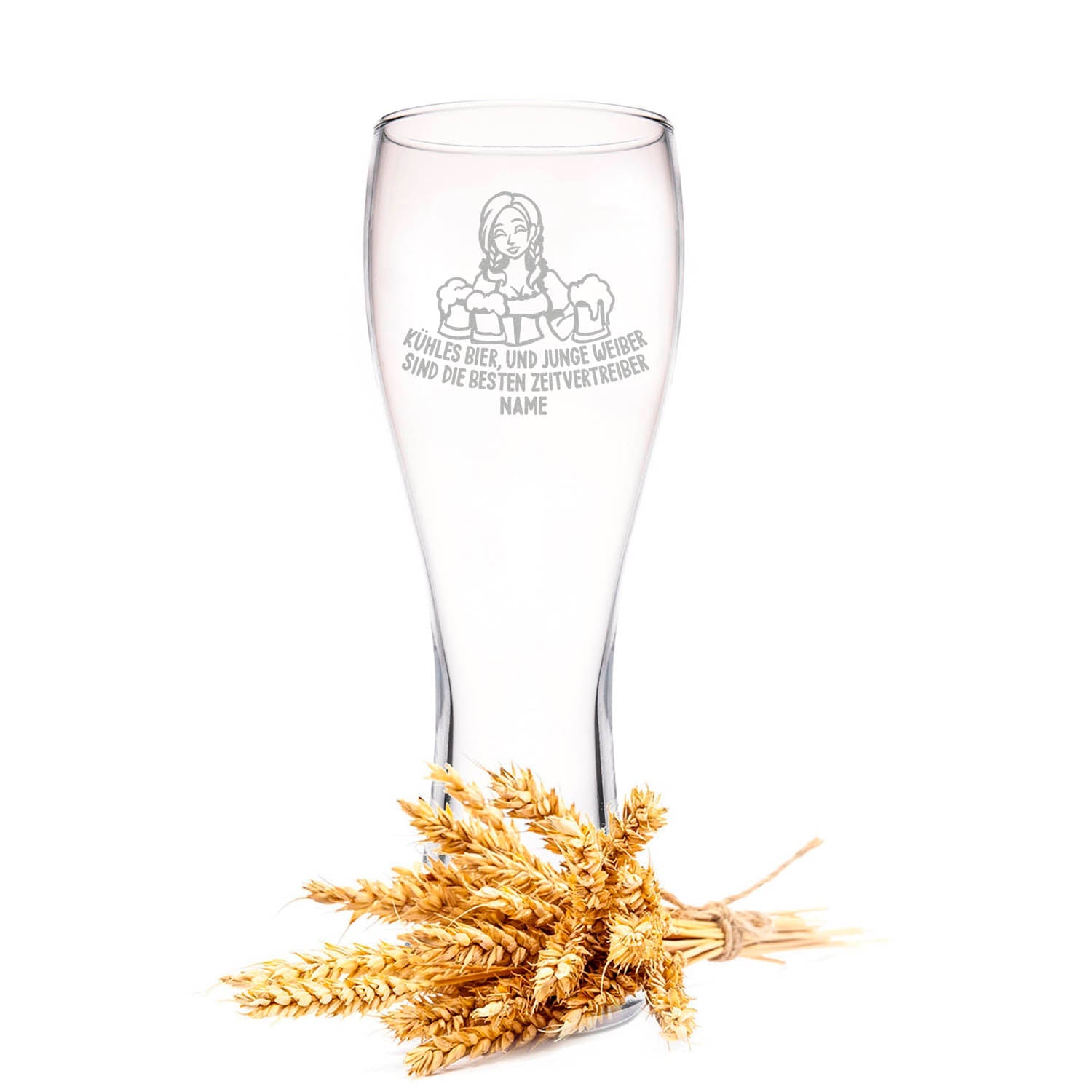 Leonardo Weizenglas "Kühles Bier und junge Weiber" mit Namen