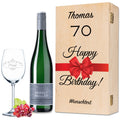 Leonardo Weinglas "Happy Birthday 70 Jahre" + Holzkiste & Riesling Tandem