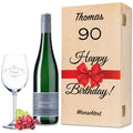 Leonardo Weinglas "Happy Birthday 90 Jahre" + Holzkiste & Riesling Tandem