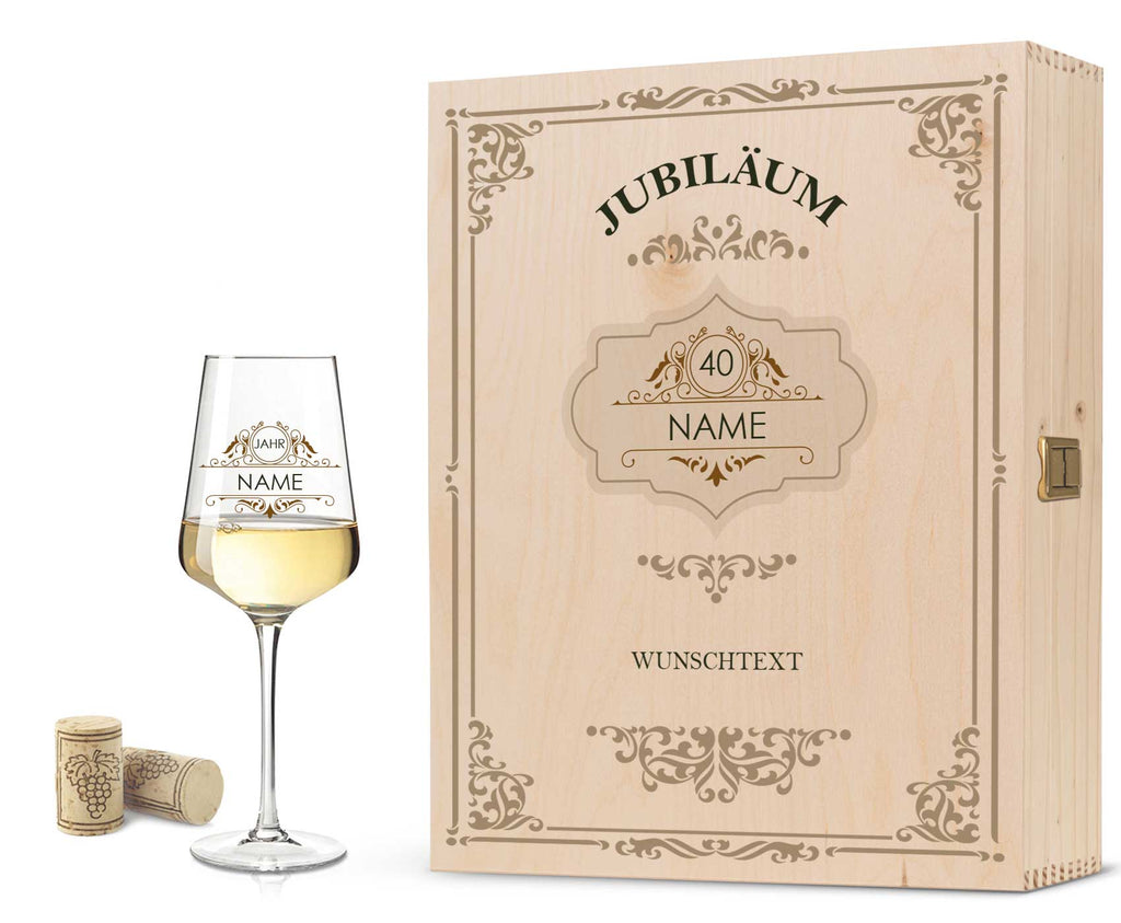 Leonardo Weinglas mit UV-Druck "Vintage Jubiläum" mit Namen