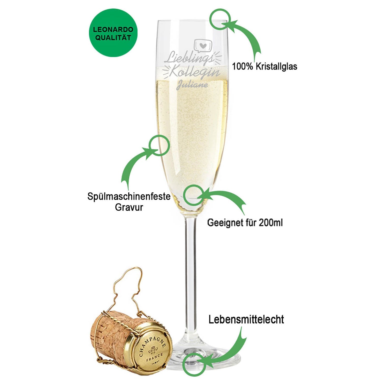 Leonardo Sektglas mit Gravur "Lieblings Kollegin"